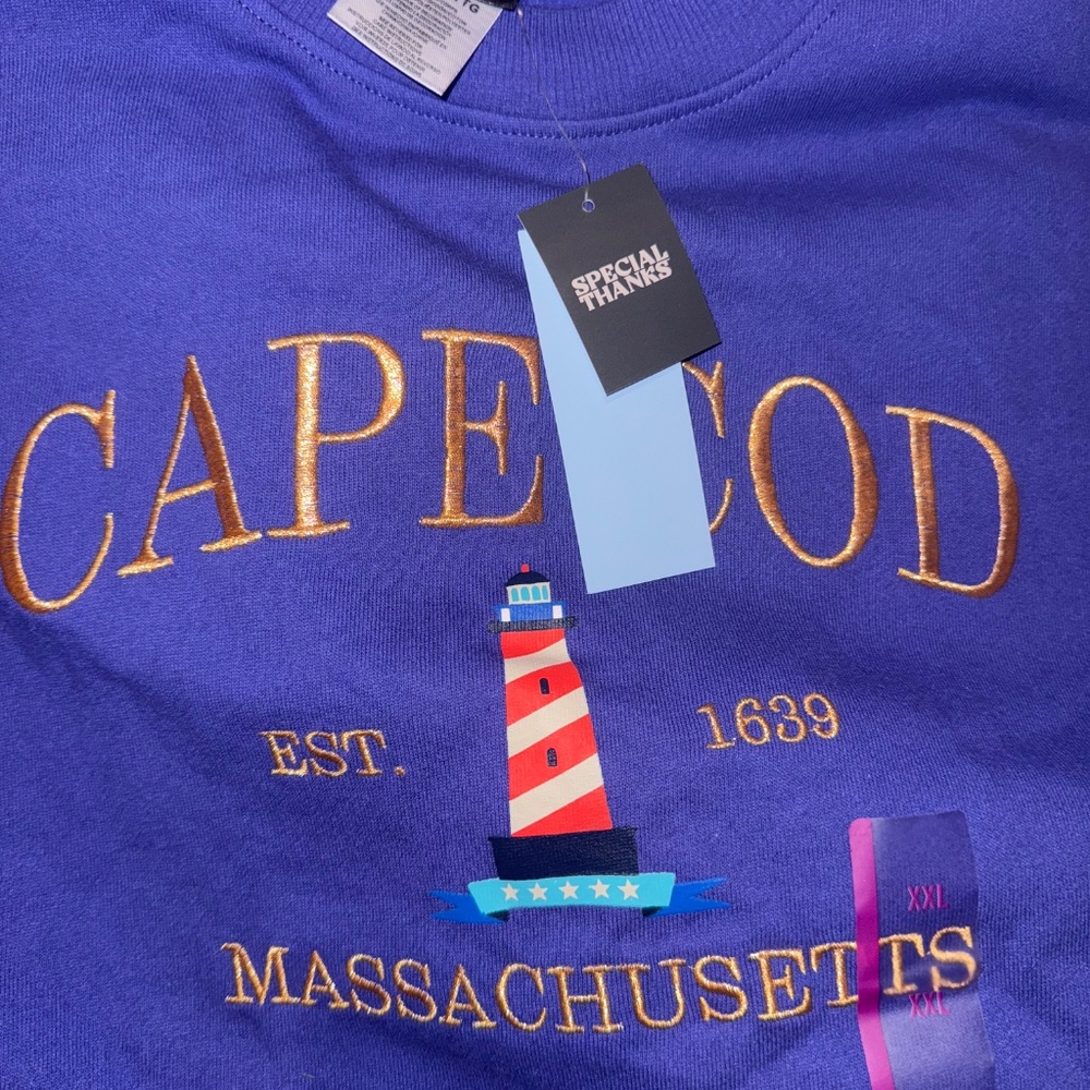 Brand New Cape Cod Graphic Sweatshirt - Purple Oversized Embroidered Print - Picture 4 of 8